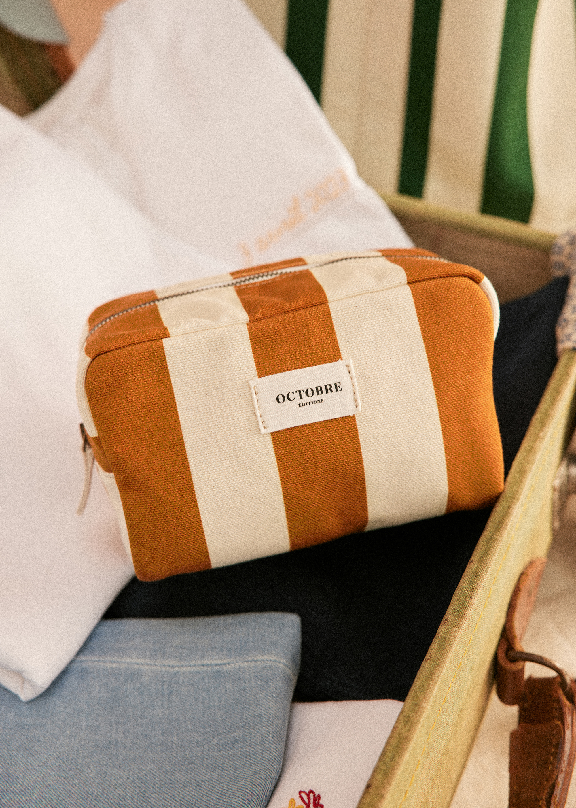 Trousse de toilette Twyman - Rayure Écru Camel Clair - LES COMPOSANTES/DÉCOUVRIR 5906626