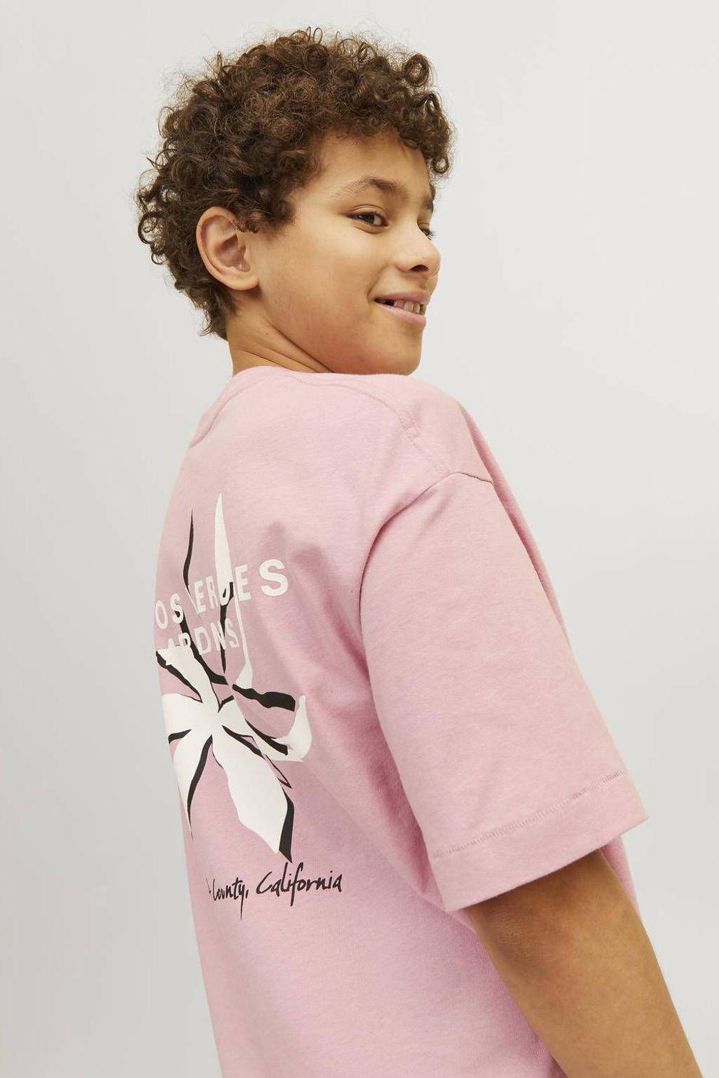 JACK & JONES T-shirt JORFARO met backprint zachtroze