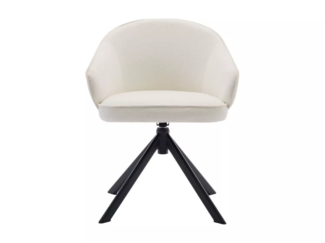 Lot de 2 chaises pivotantes avec accoudoirs en tissu texturé et métal noir - Crème - VEXONI de Pascal Morabito