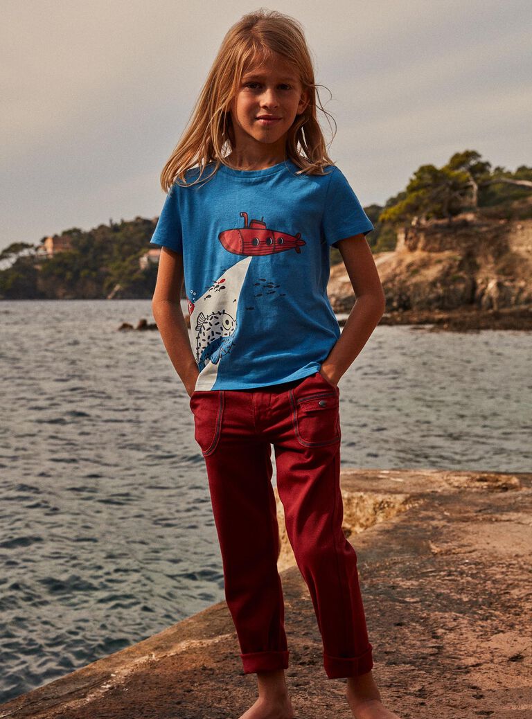 T-shirt bleu phosphorescent