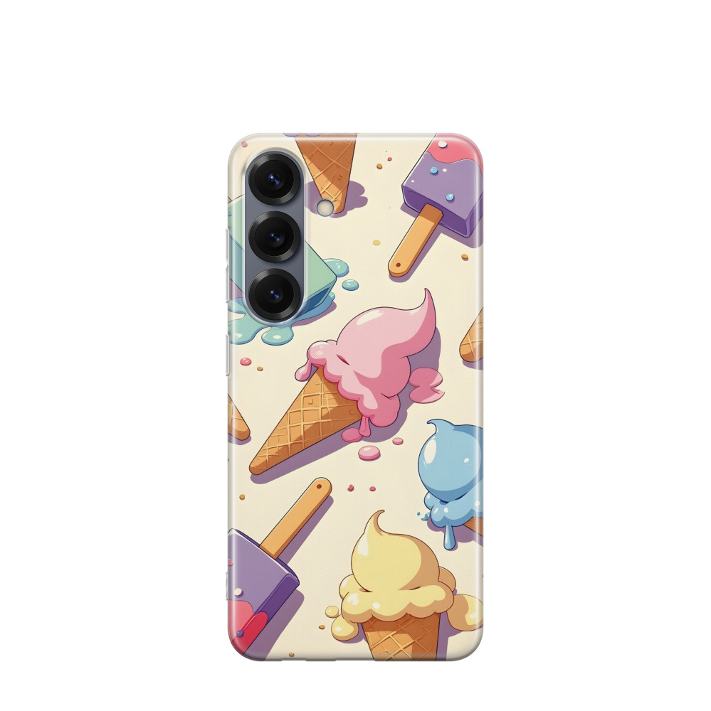 Samsung Galaxy S25 Gummi Hülle Eis am Stiel 2 - Blau / Gelb / Rot