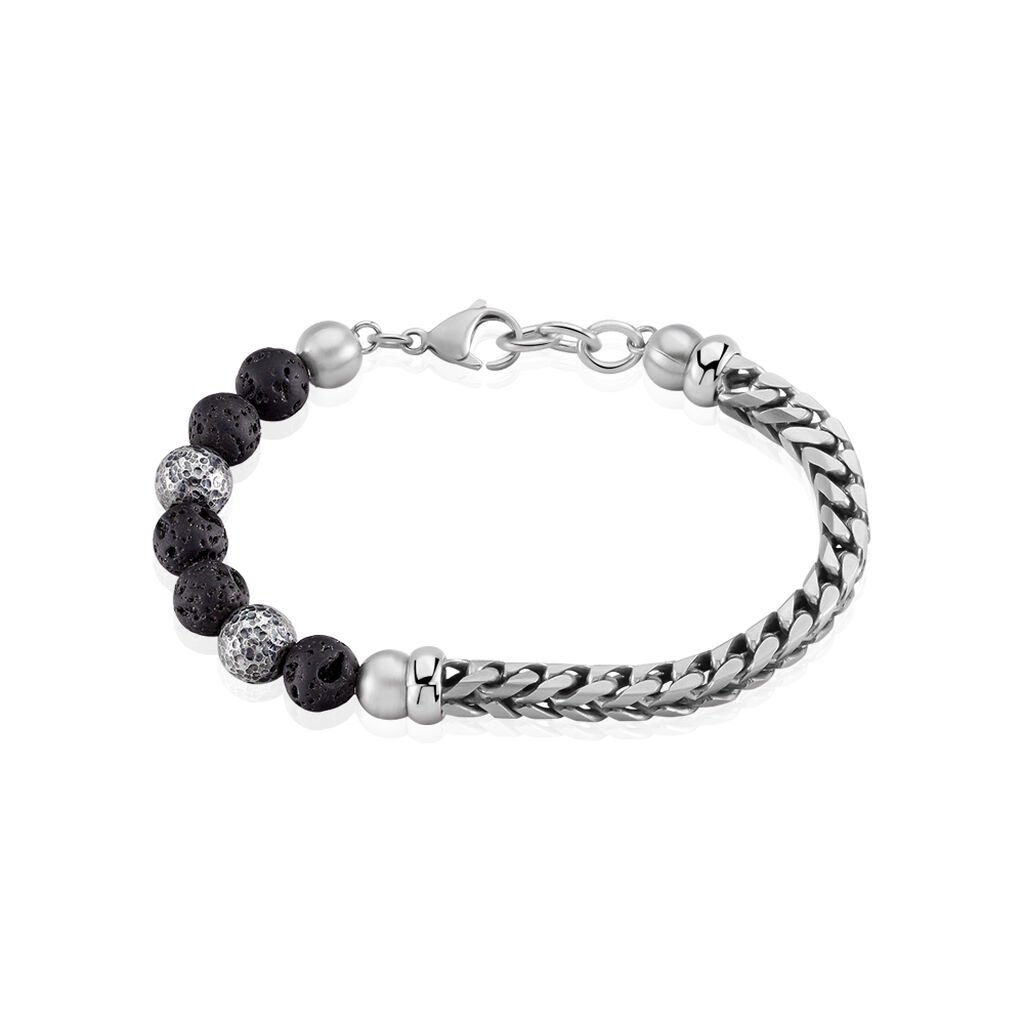 Bracelet Kiyo Acier Blanc Pierre De Lave