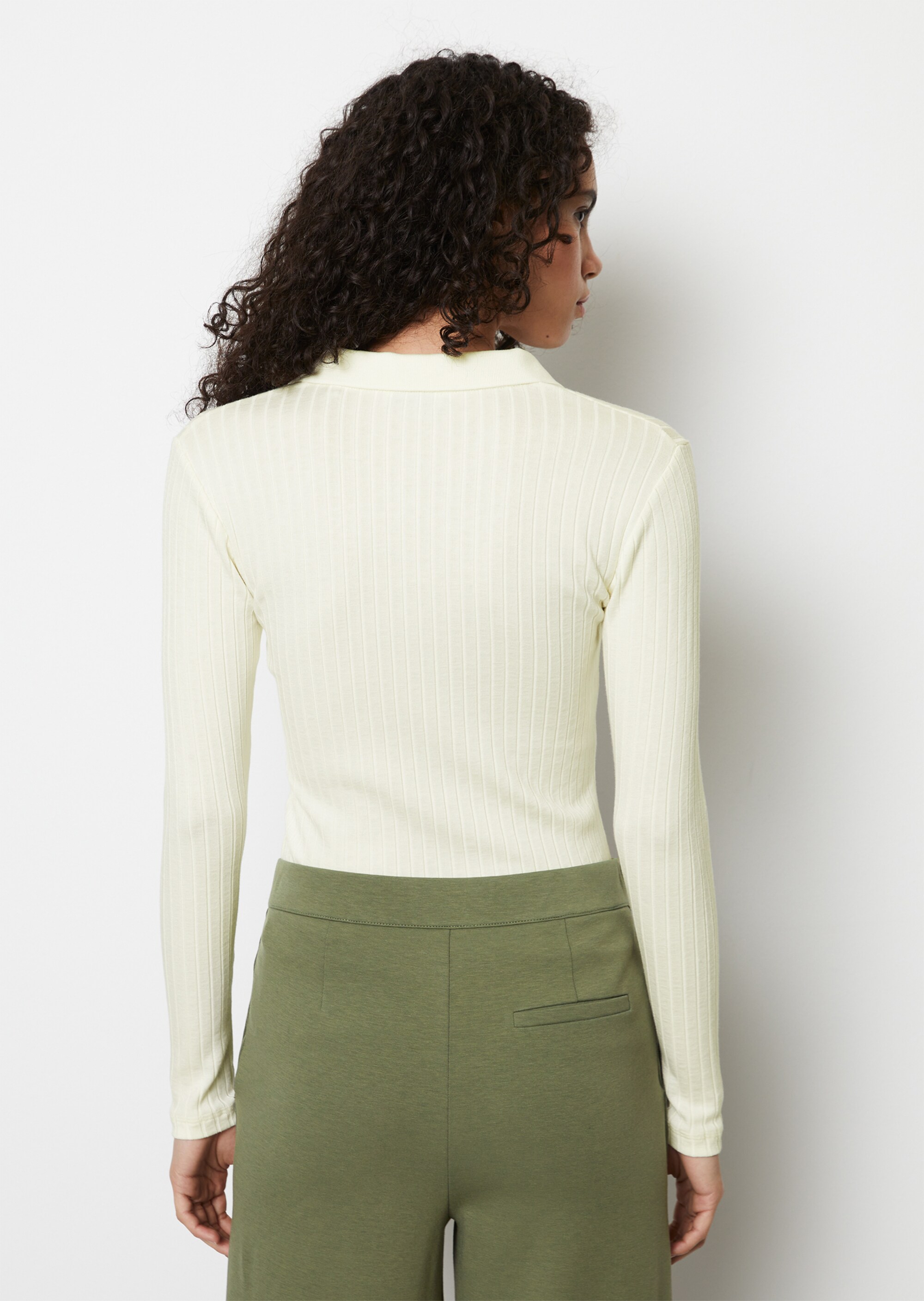 Longsleeve-Poloshirt regularaus softem Rippjersey