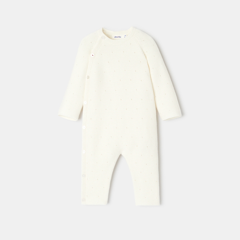 Combinaison bébé en tricot pointelle blanc Absorba