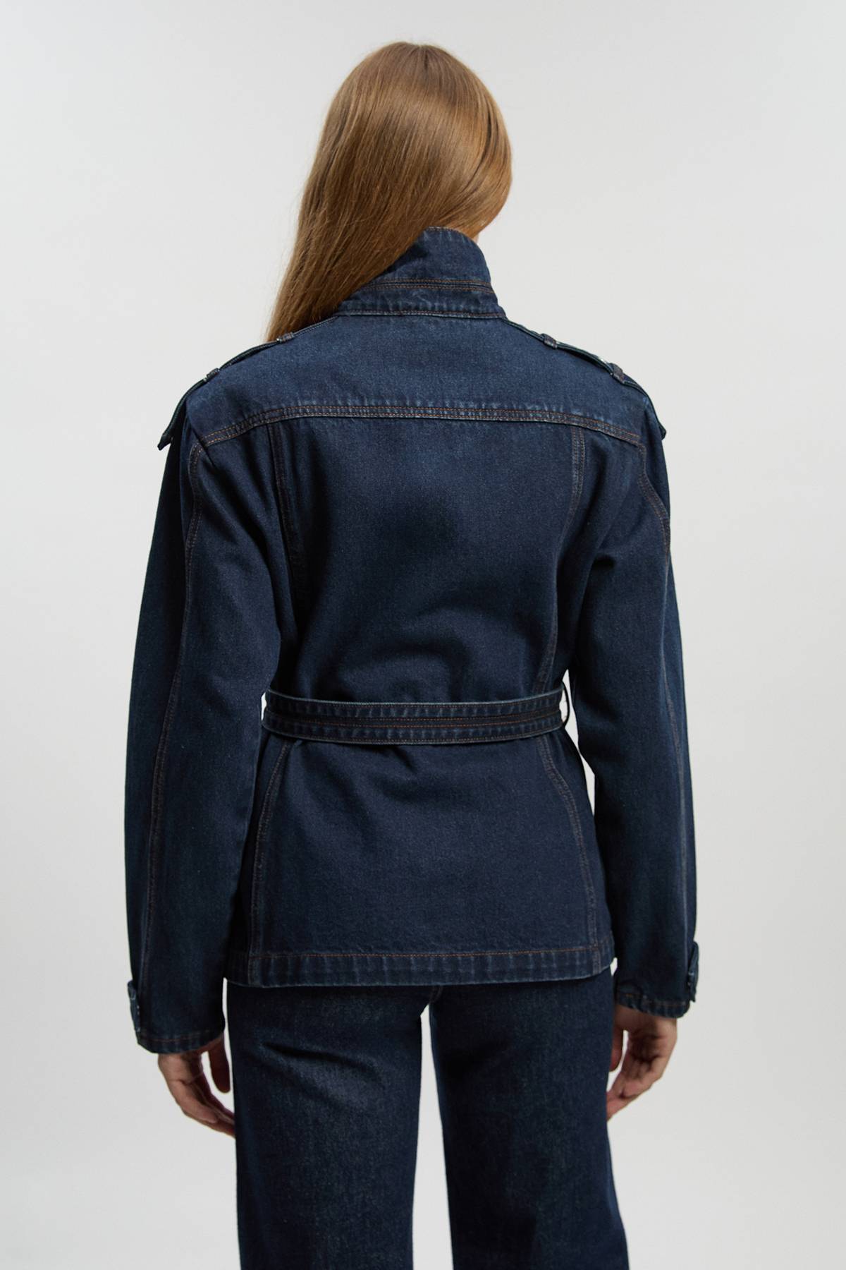 KarenMillen Veste Safari En Denim Avec Ceinture