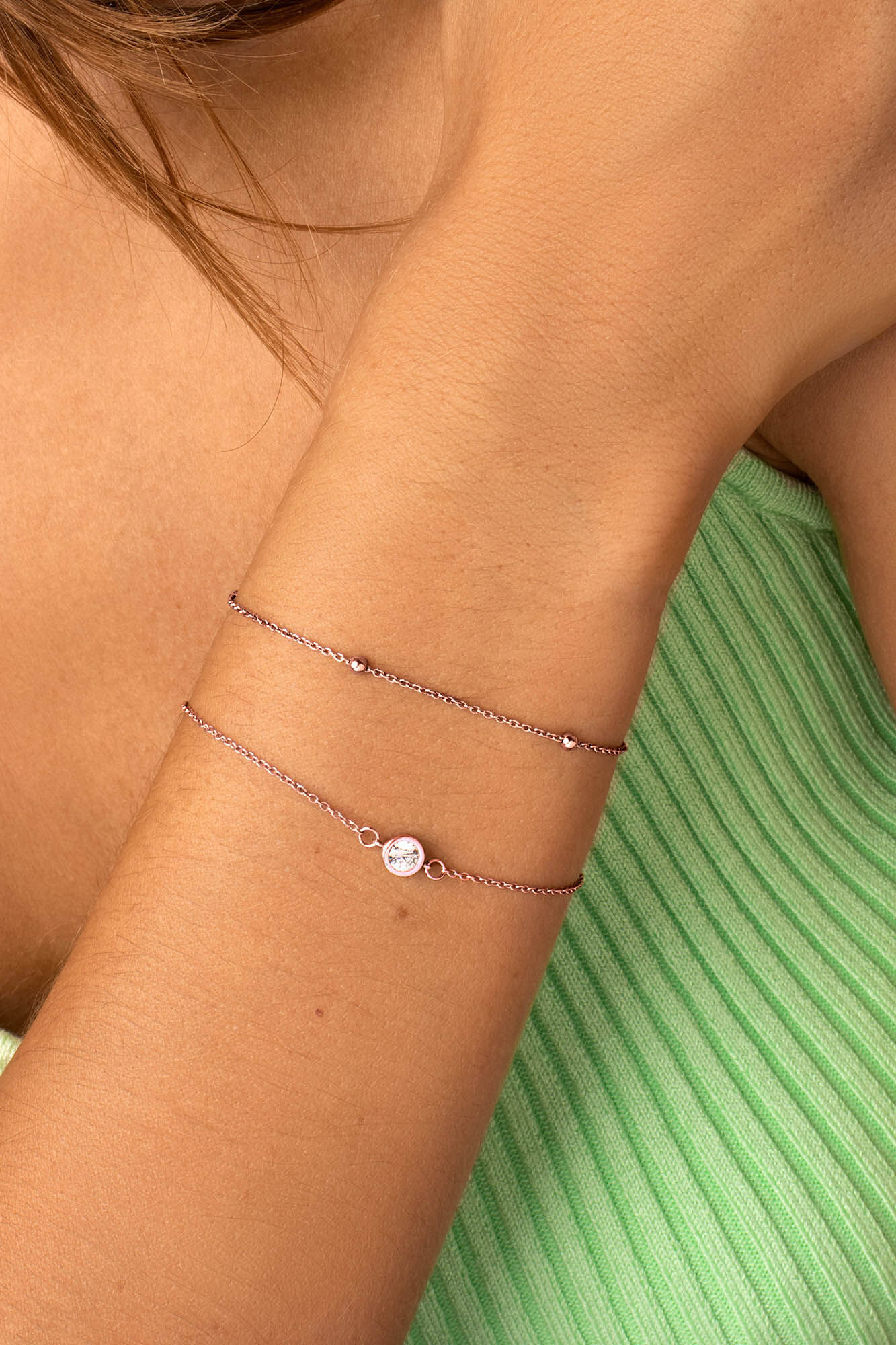 Pulseira de bolinhas em ouro rosa