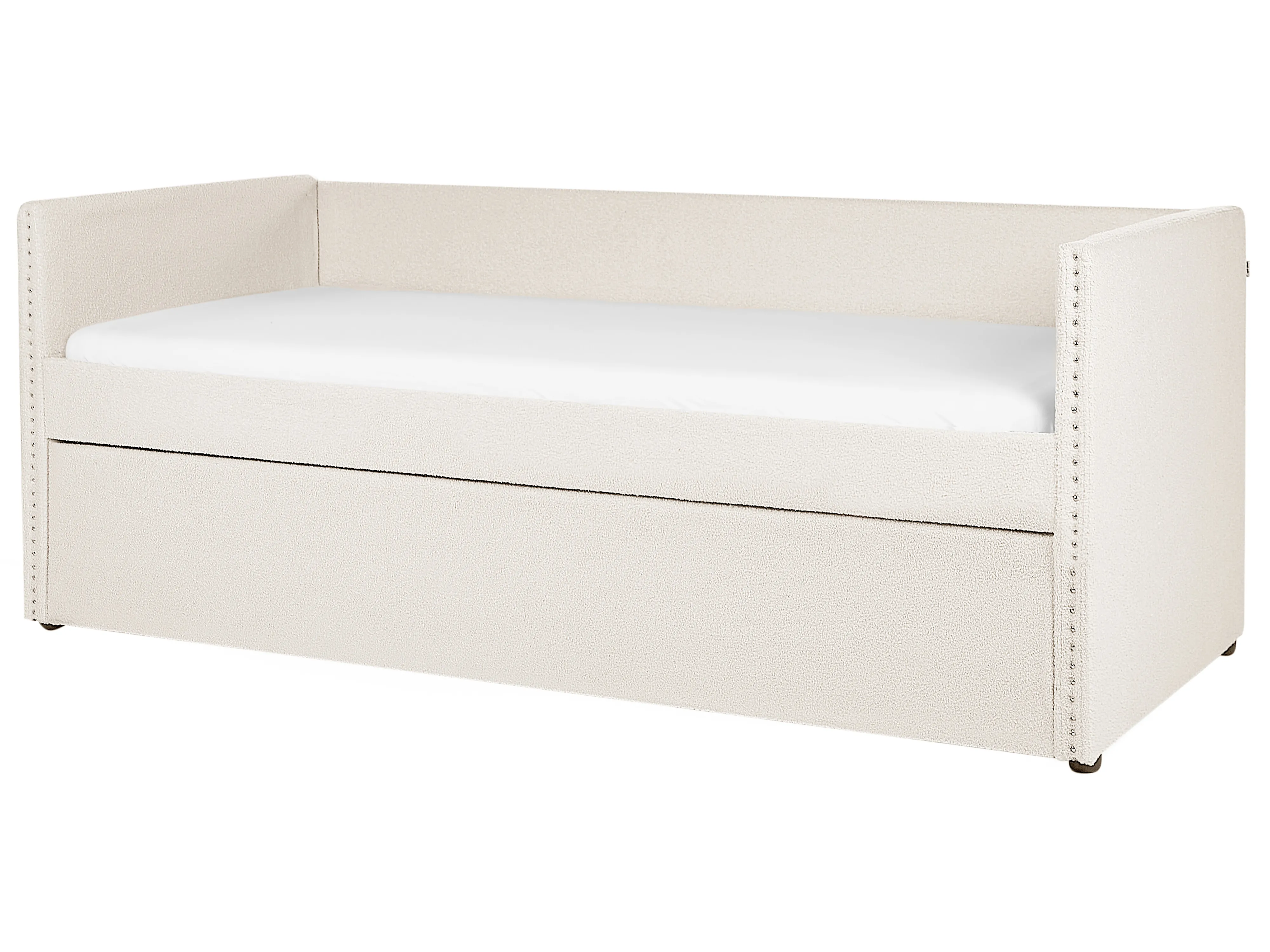 Onderschuifbed Bouclé TROYES 90 x 200 cm Lichtbeige