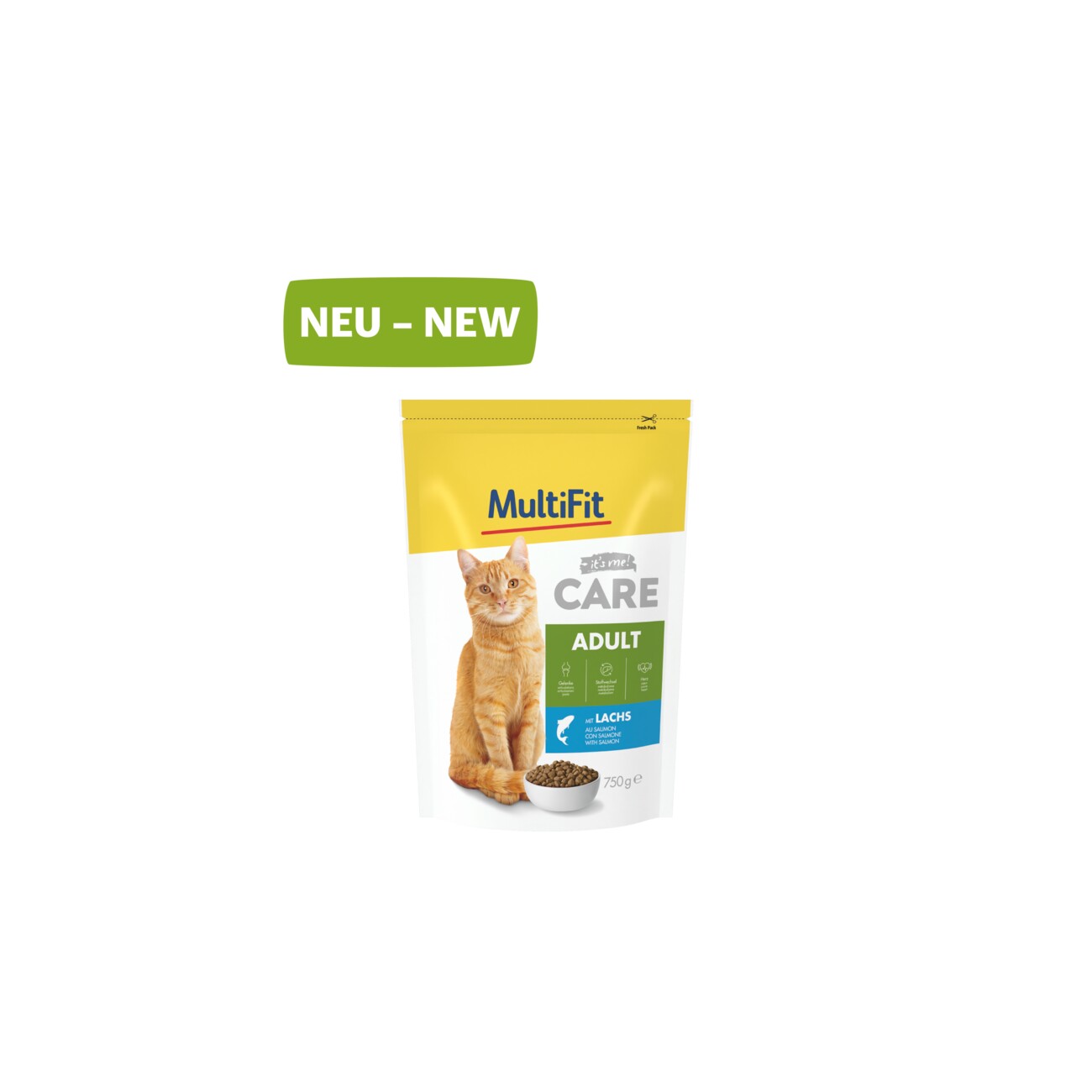 MultiFit Care Trockenfutter Katze, Adult, Lachs 750 g