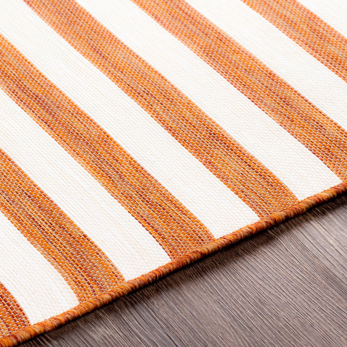Binnen/buiten gestreept vloerkleed rood/ivoor 80x150 cm ZAKI