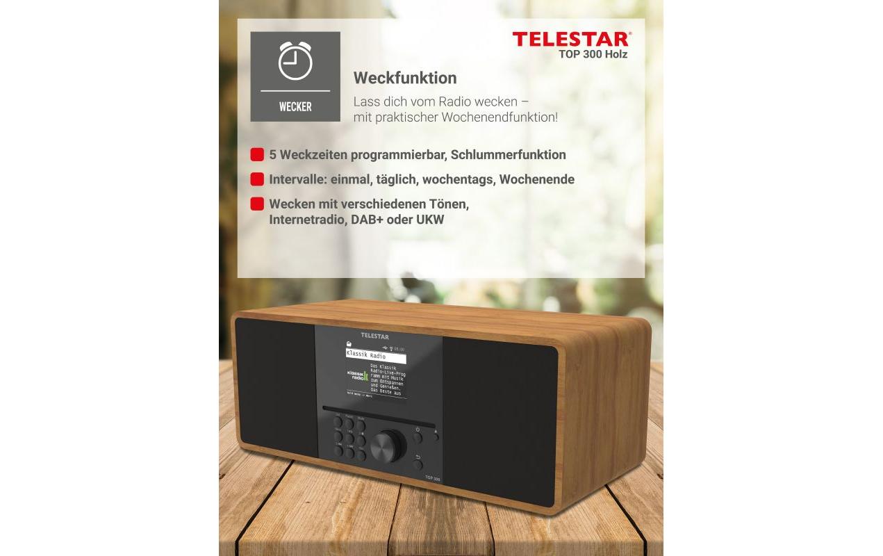 Internet Radio TOP 300 Braun/Holz<br>Stereo-Radio mit CD-Player, DAB+/FM und Internetradio
