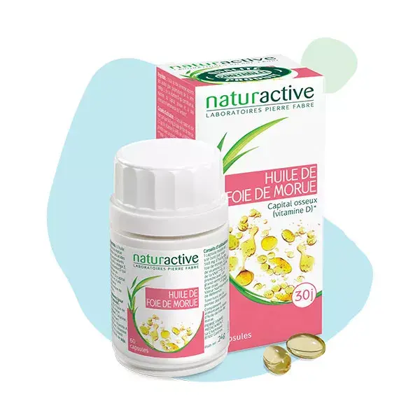 Óleo de fígado de bacalhau Naturaactive, 60 cápsulas
