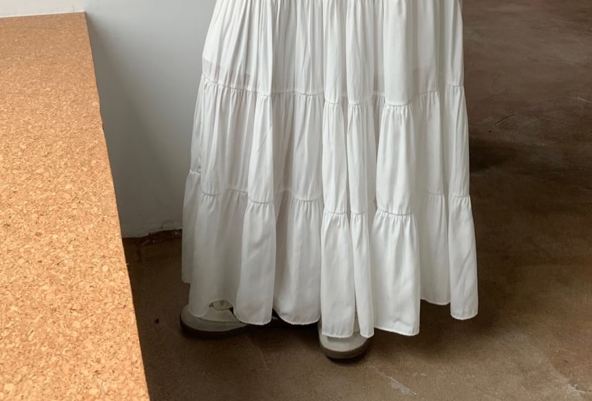 ZENME - Hoge taille effen maxi A-lijn rok