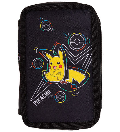 Pok?mon Penalhus m. Indhold - Dobbelt - Sort m. Pikachu