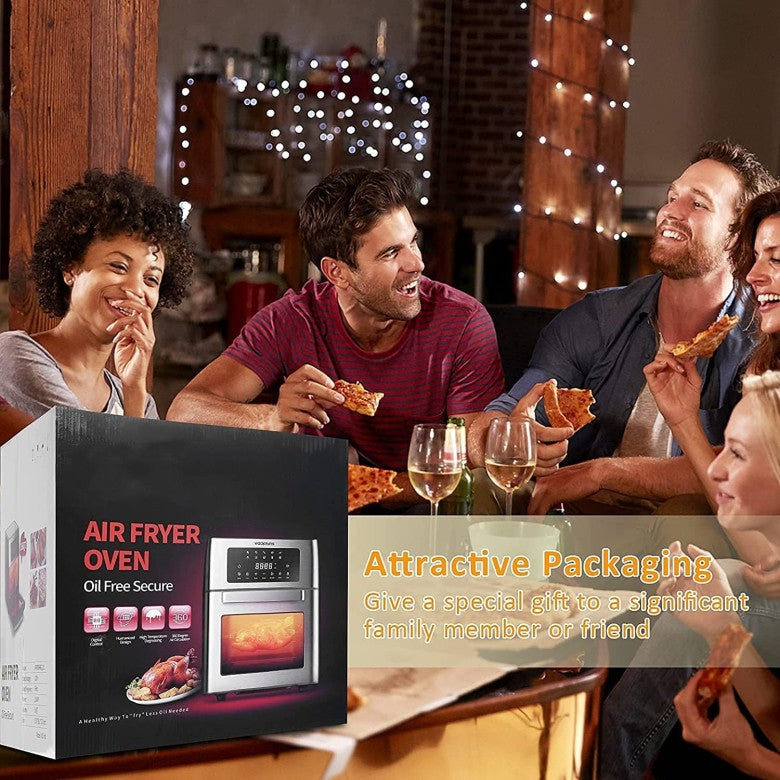Air Fryer Toaster Oven Combo 16 Quart, 1500W Countertop Convection Roaster with 10 in 1 Smart Cook Presets, Rotisserie, Dehydrator, Rolling Lock Function with 5 Accessories Auto Shut Off