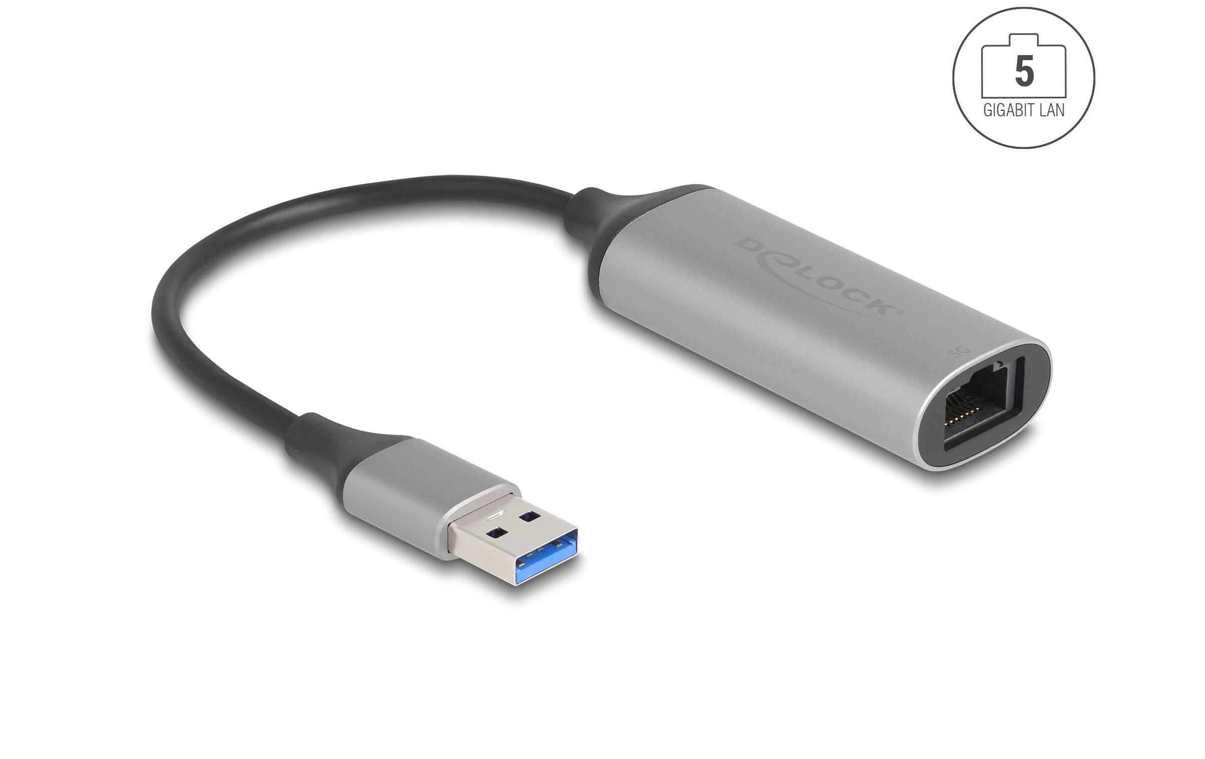 Netzwerk-Adapter USB-A – RJ45 5 Gbps USB Typ-AUSB Type-A Adapter zu 5 Gigabit LAN Anthrazit