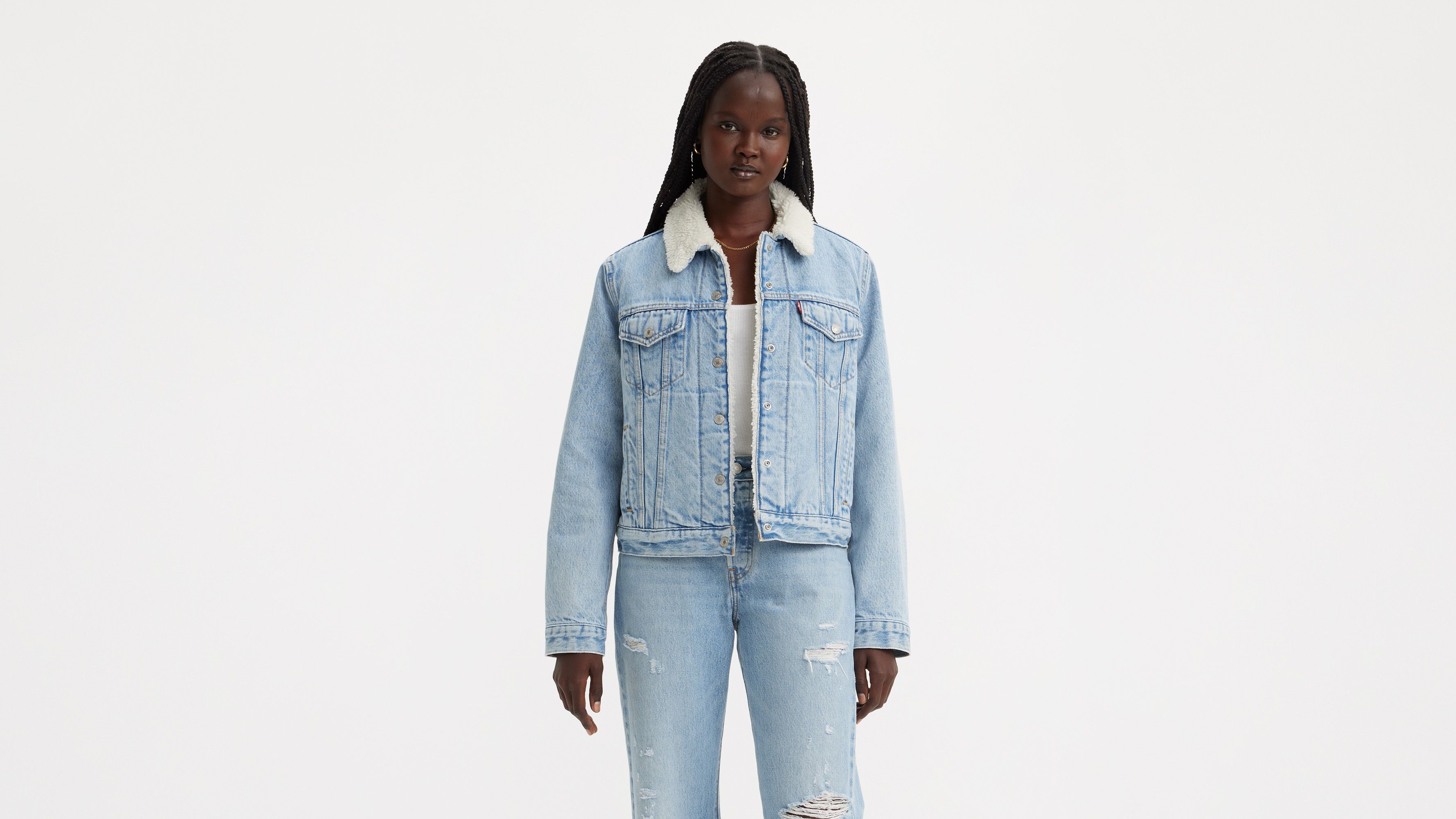 Veste Trucker Original sherpa - Feeling Everything - Bleu