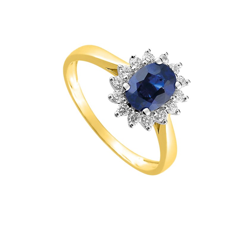 Bague femme - Saphir et Oxyde de zirconium - Or 18 Carats