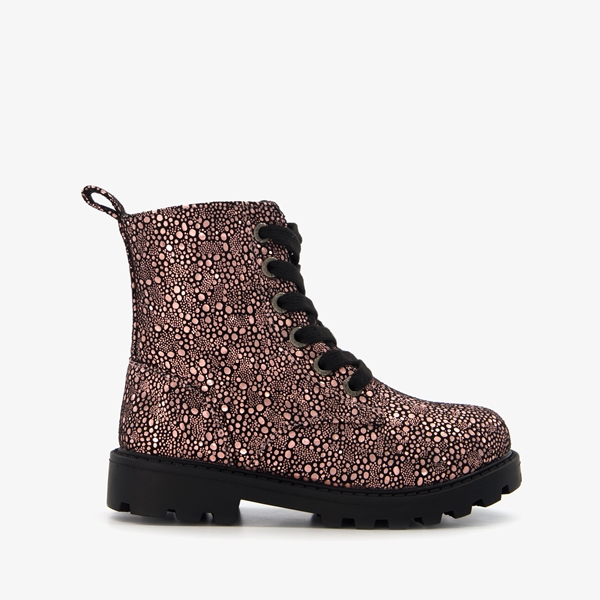 Blue Box metallic meisjes veterboots met stipjes