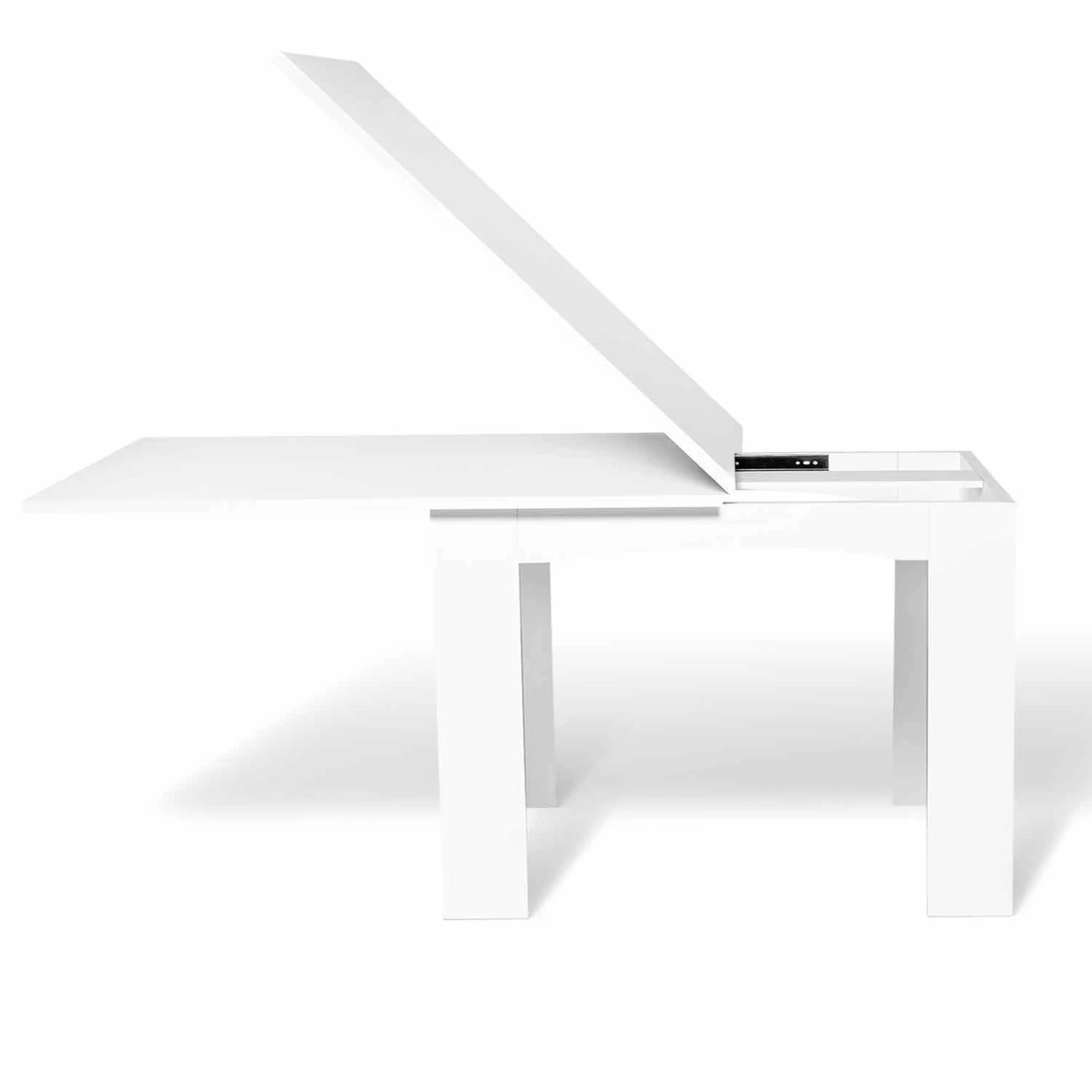 Table à manger extensible rectangle DONA 4-10 personnes blanche 110-220 cm