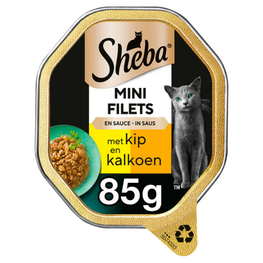 Sheba Mini Filets Adult Kattenvoer Natvoer Kip en Kalkoen in Saus Kuipjes85 gr