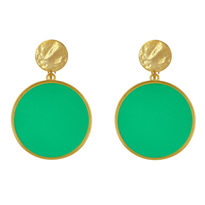 Boucles d'Oreilles Clip Métal Doré Cercle Coloré Translucide