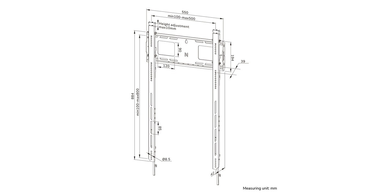 NeomountsWL30-750BL18P vlakke portrait wandsteun bevestiging  (Zwart)