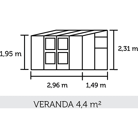Juliana Veranda vægdrivhus - Antracit