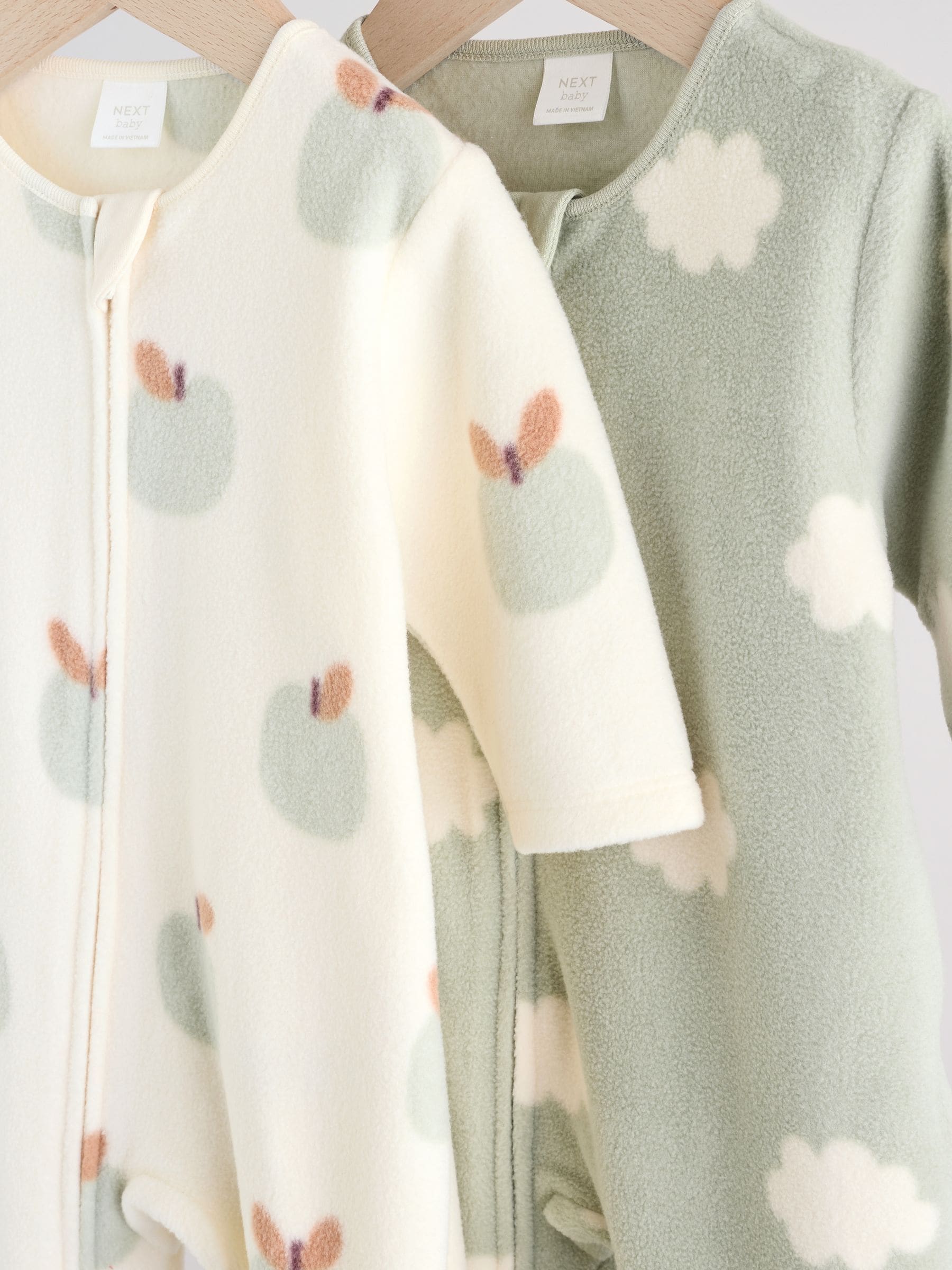 Grijs-groen - Set van 2 baby-onesies van microfleece met tweewegrits