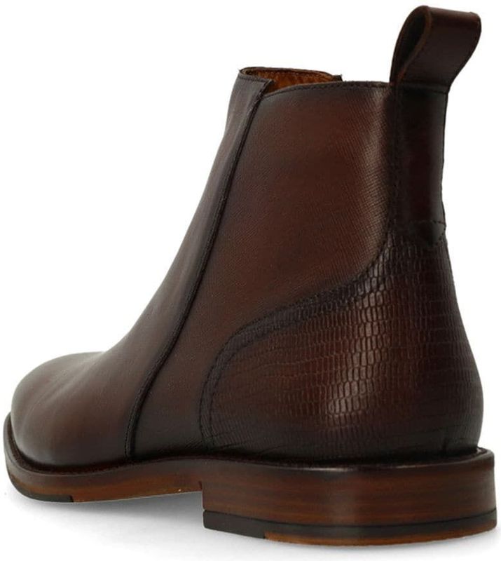 Manfield - Leren Enkelboots - Bruin - Enkellaarsjes