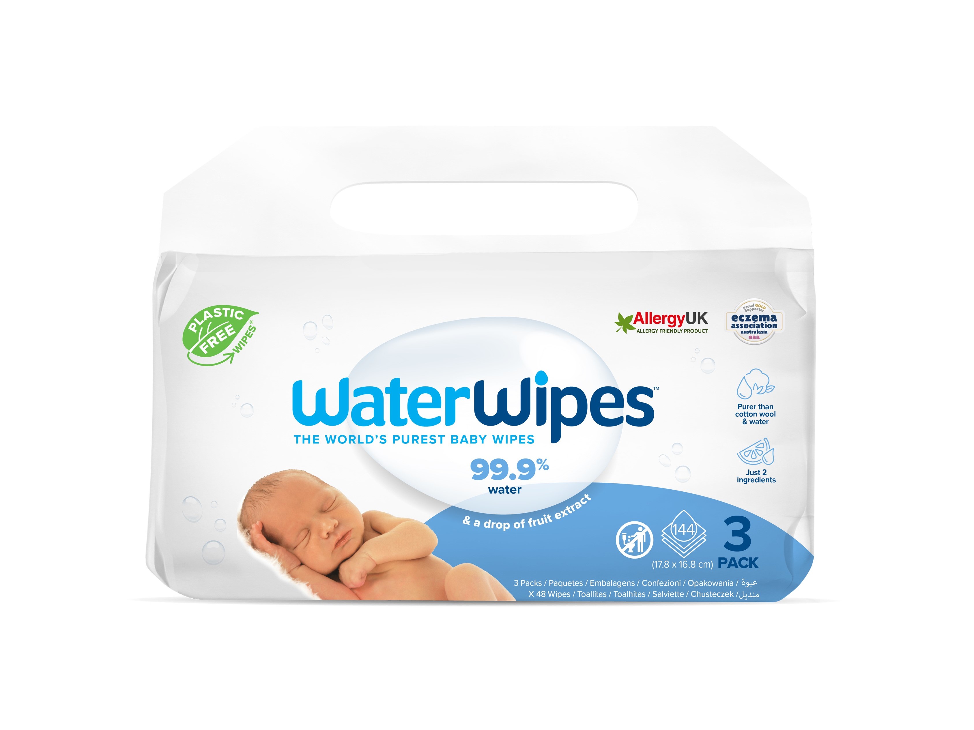 TOALHITAS WATERWIPES BIODEGRADÁVEIS 3X48 UNID