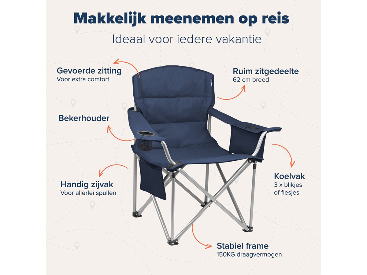 TRVLMORE XL vouwstoel met koelvak - Blue