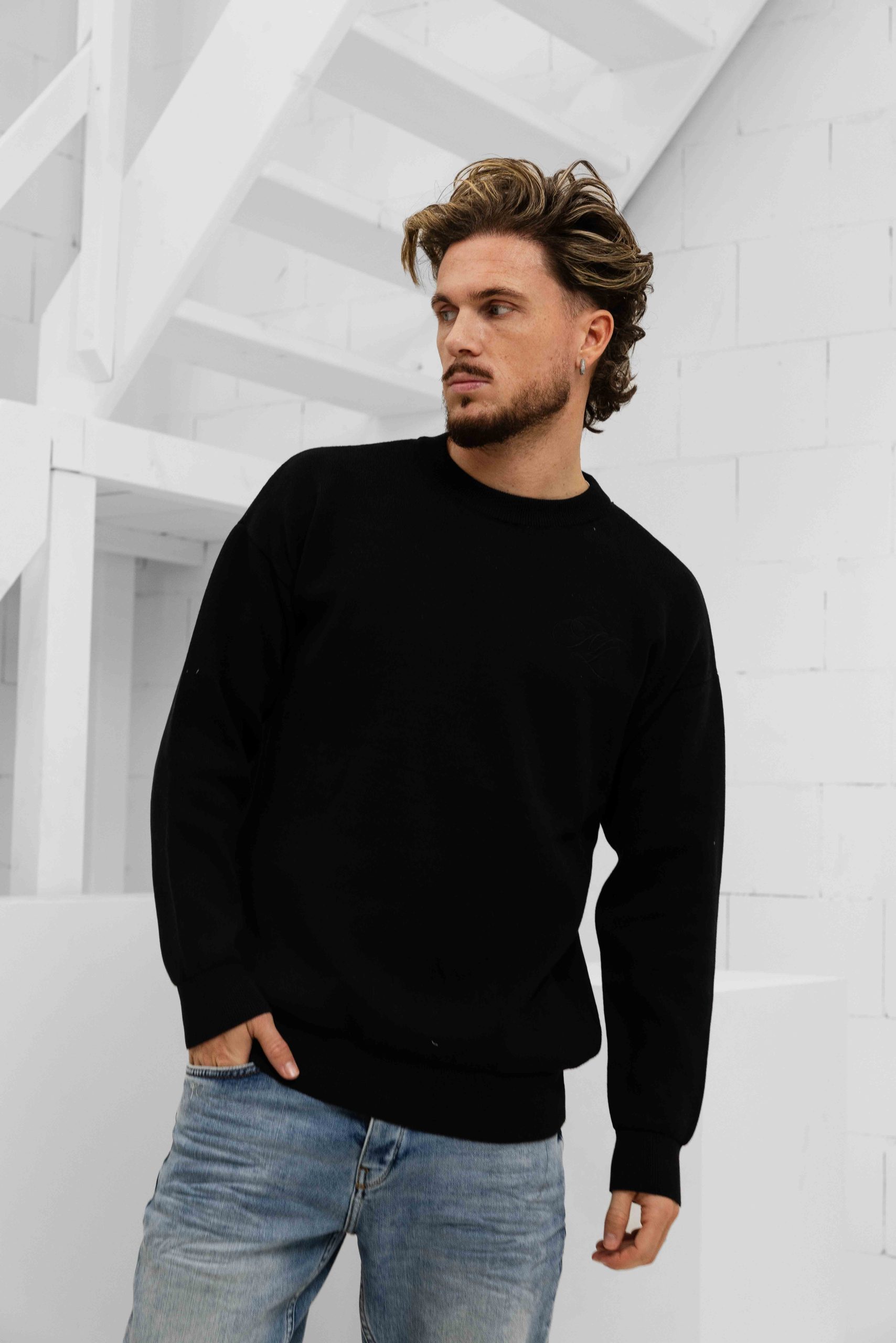 Malelions Oversized Emblem Knitted Sweater Heren Zwart