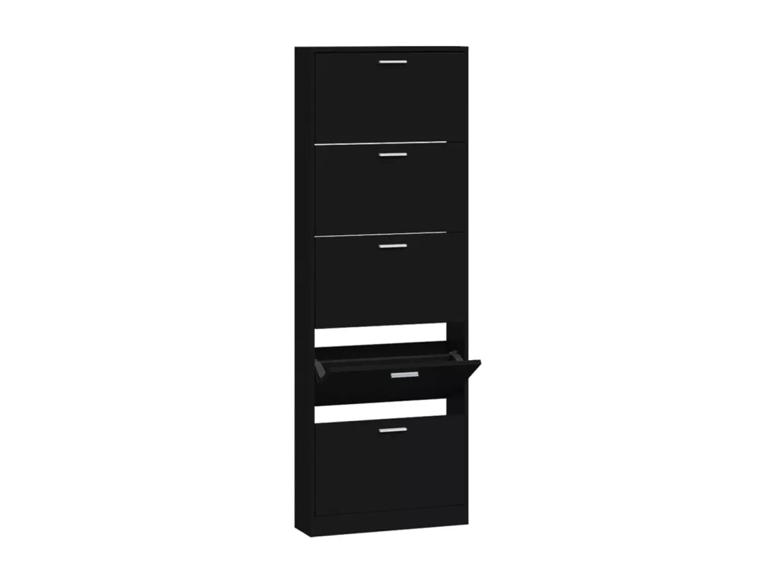 Armoire à chaussures Noir 59x17x169 cm Bois d'ingénierie