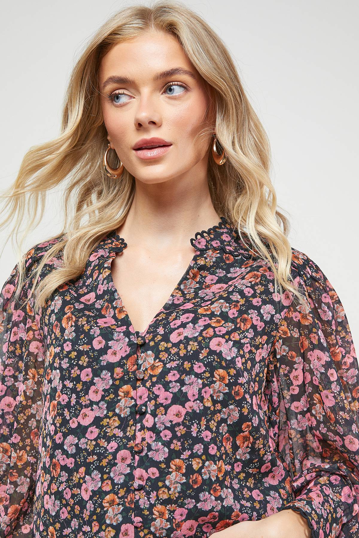 Oasis Blouse Imprimée en Mousseline Boutonnée