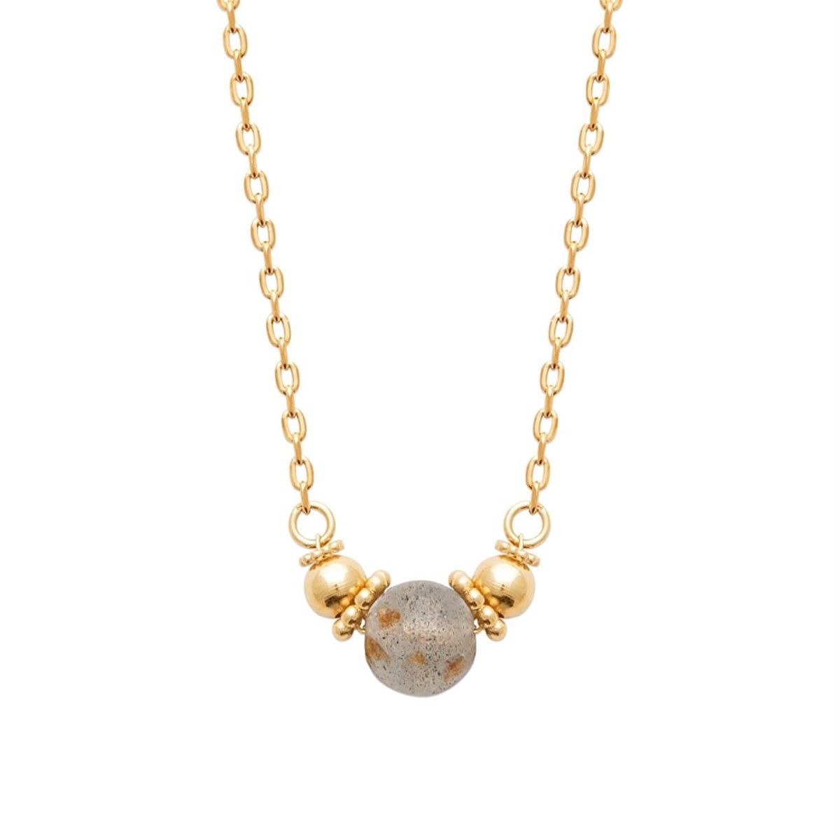 Collier perle naturelle labradorite Plaqué OR 750 3 microns