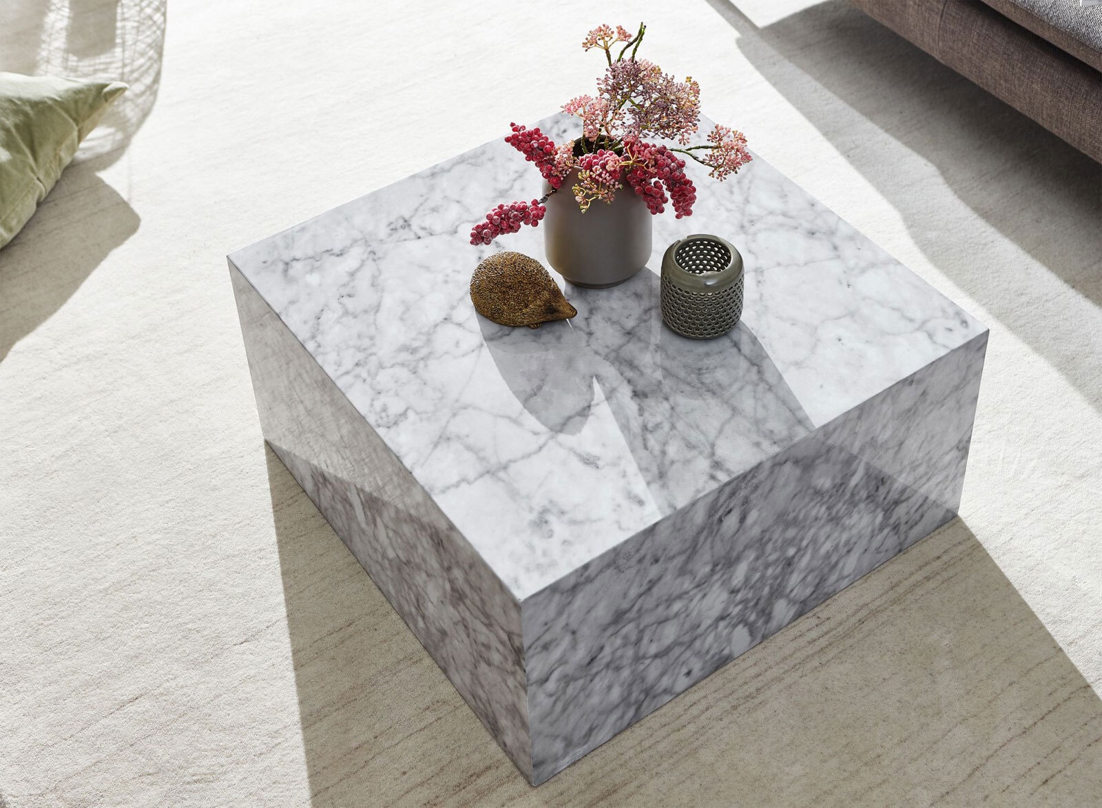 Couchtisch 60 x 60 cm Marmor Optik Grau