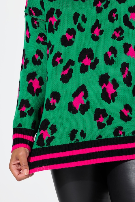 Pullover, Boxy Fit, Leomuster, Langarm