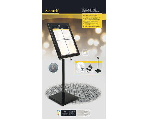 LED Informatie Display Vitrine Black Star zwart 4x DIN A4