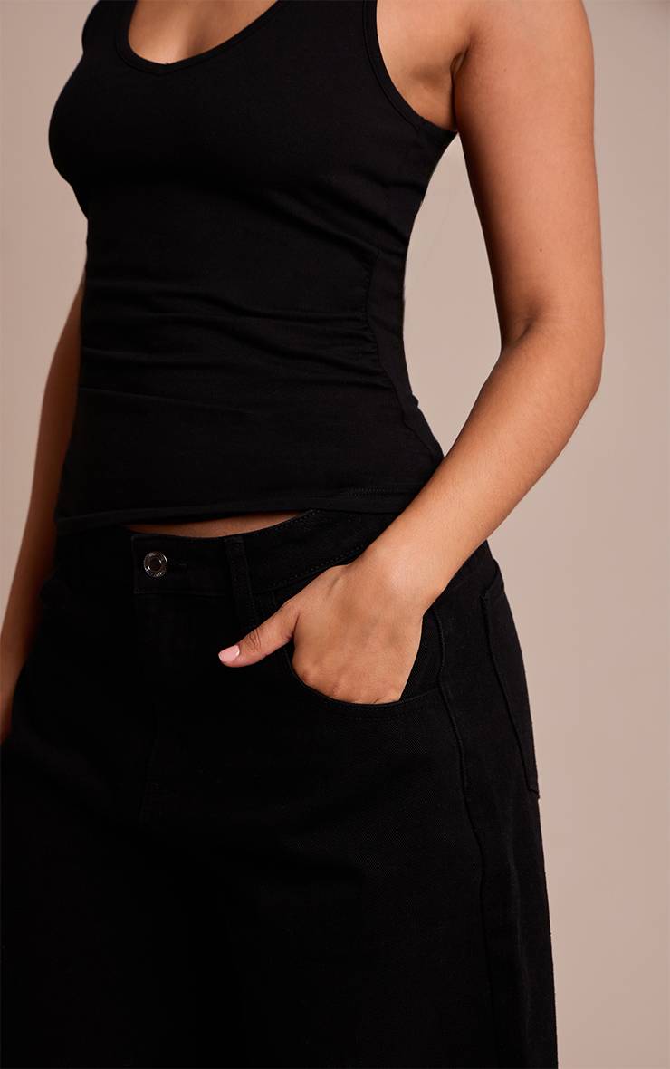 Noir Jean Barrel Blanc Petite Avec Détails De Couture