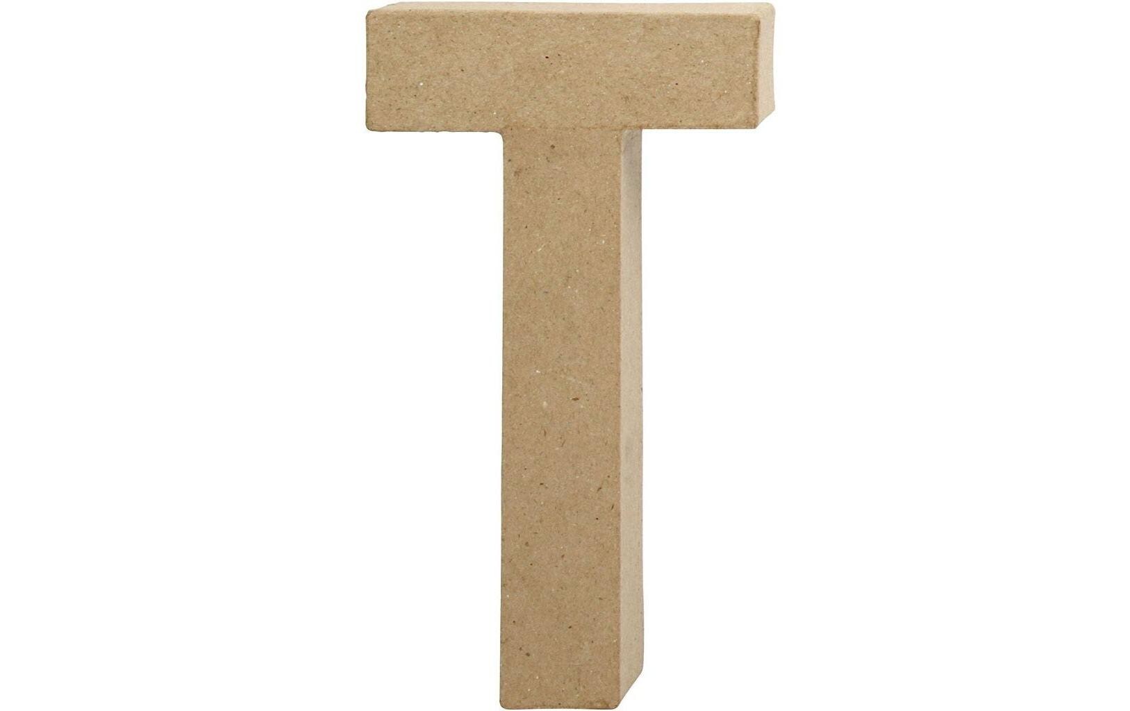 Papp-Buchstabe T 20.5 cmHandgearbeiteter Buchstabe aus Pappmaché