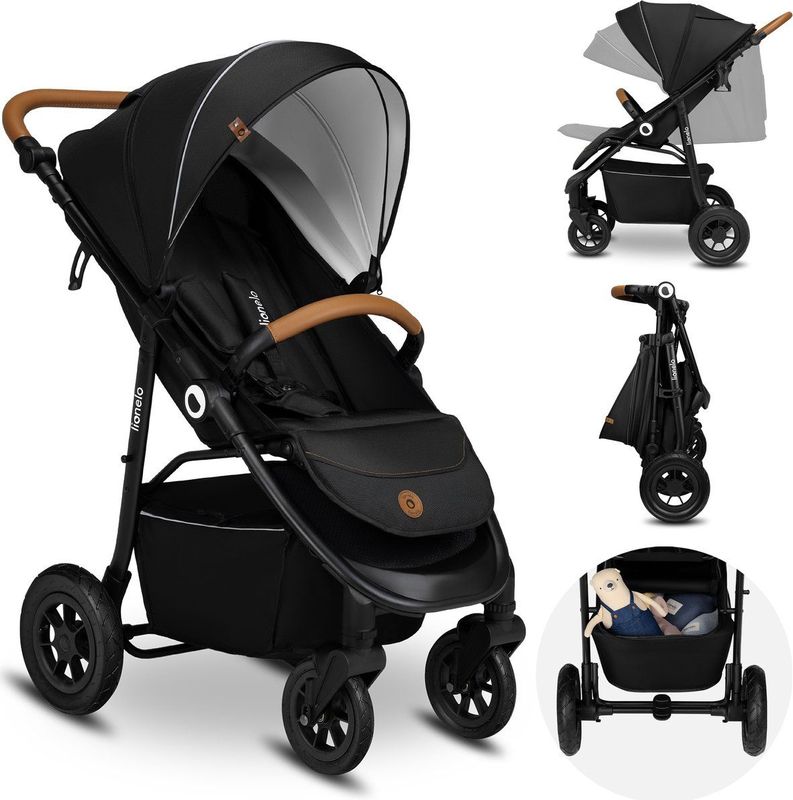 Lionelo Natt - Wandelwagen - Zwart - Opblaasbare Wielen