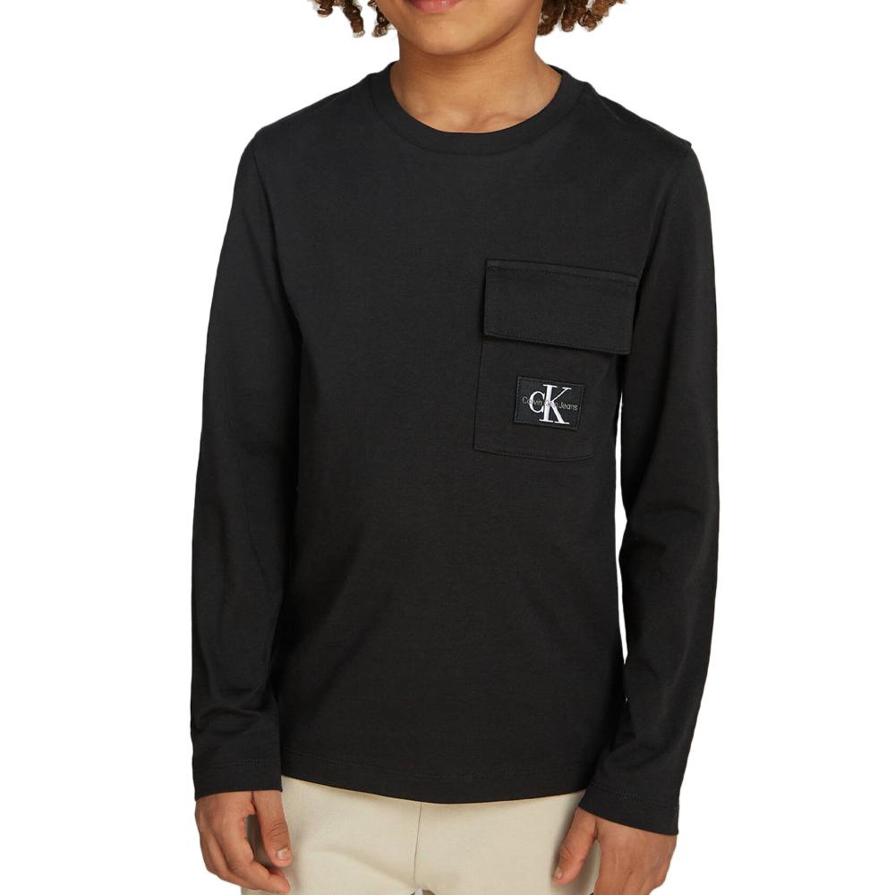 Calvin Klein Jeans T-shirt Manches Longues Noir Garçon Calvin Klein Jeans Badge