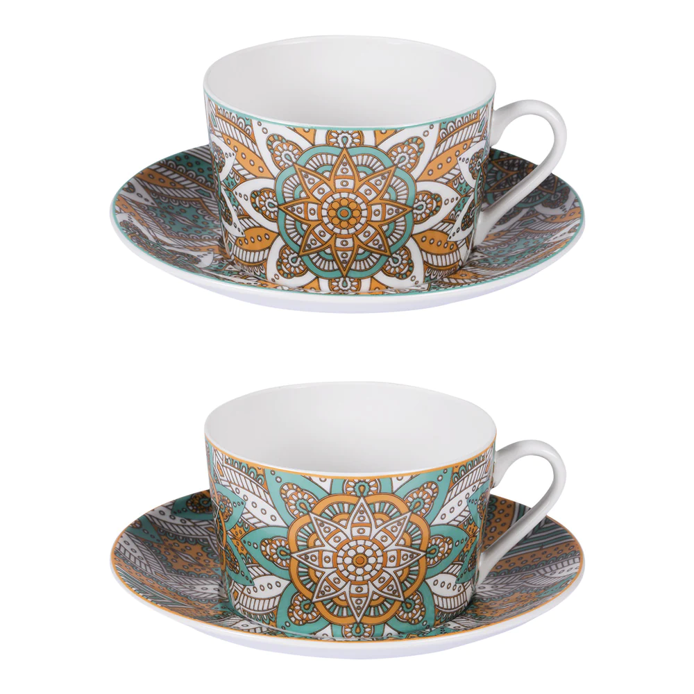 Coffret de 2 petits déjeuners 35 cl et sous-tasses Farrow Table passio
