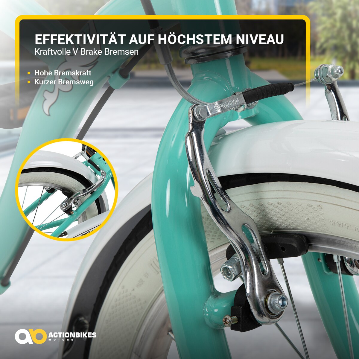 Actionbikes Kinderfahrrad Cruiser 20 Zoll, Rosa/Türkis, verstellbar, Seitenständer, V-Brake-Bremsen (Türkis)