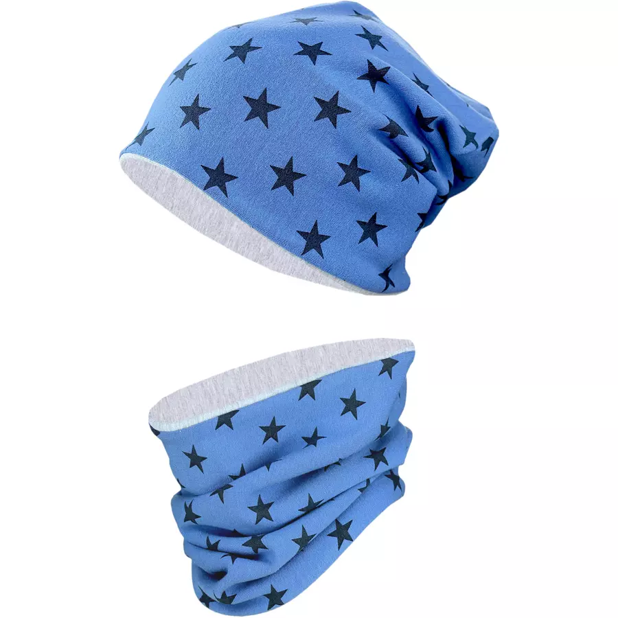 TupTam Unisex Kinder Beanie Mütze Schlauchschal Set graublau