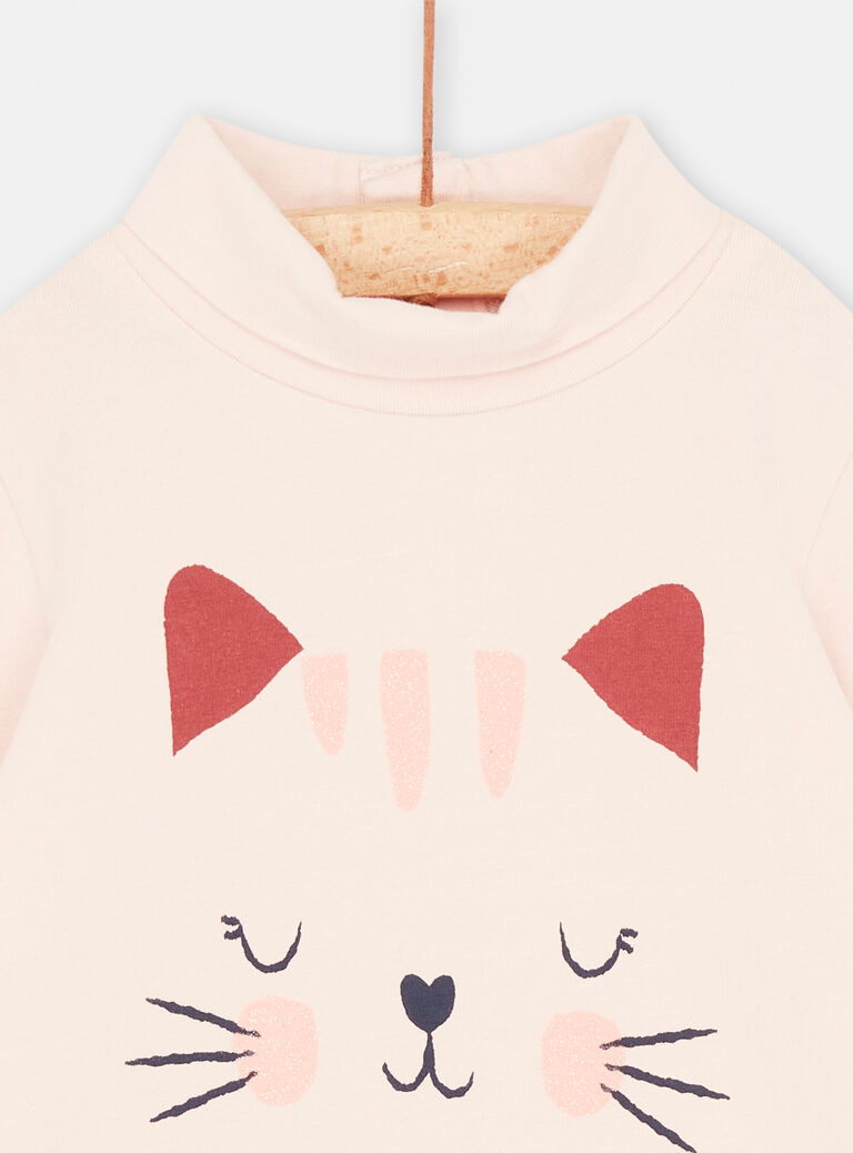 Sous-pull rose à col montant pour bébé fille