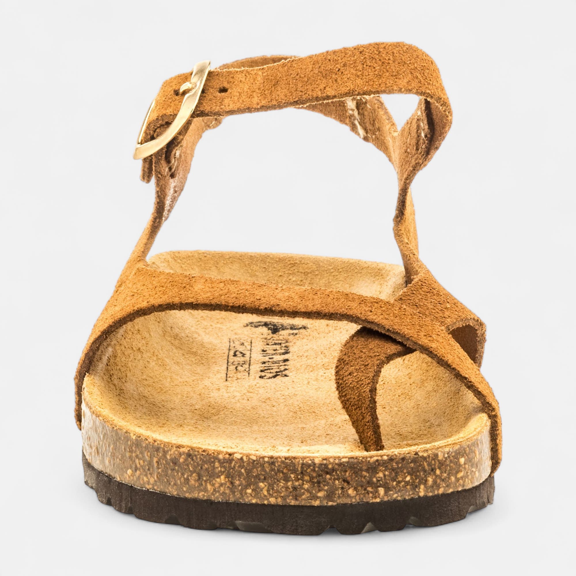 Mules semelle liège Femme en cuir camel