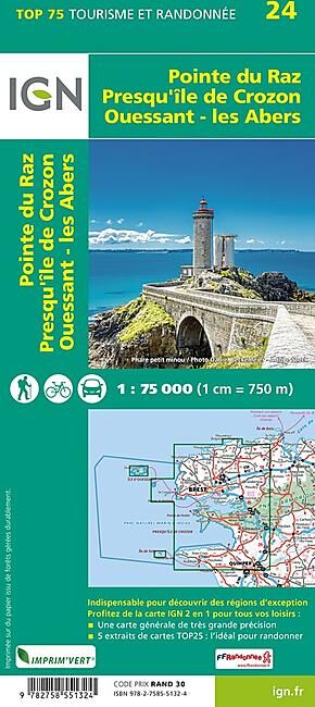 IGN - TOP 75 POINTE DU RAZ PRESQU ILE DE CROZON