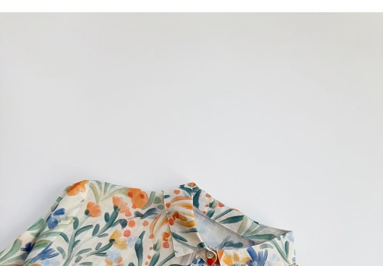 Taragon - Blouse met lange mouwen, kraag en bloemenprint, knoopjes