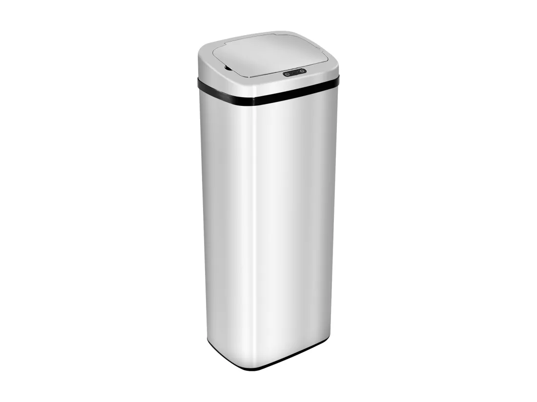 Poubelle à capteur de mouvement ouverture automatique 50L acier inox.